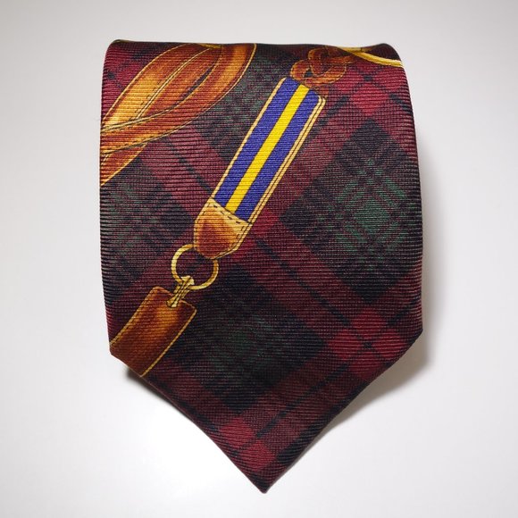 Vintage Ralph Lauren Equestrian Plaid Silk Tie Hand Made In Italy - Picture 1 of 5
